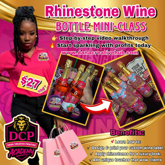 Rhinestone wine bottle mini-course – step-by-step party favor tutorial with custom labels and sparkling gems