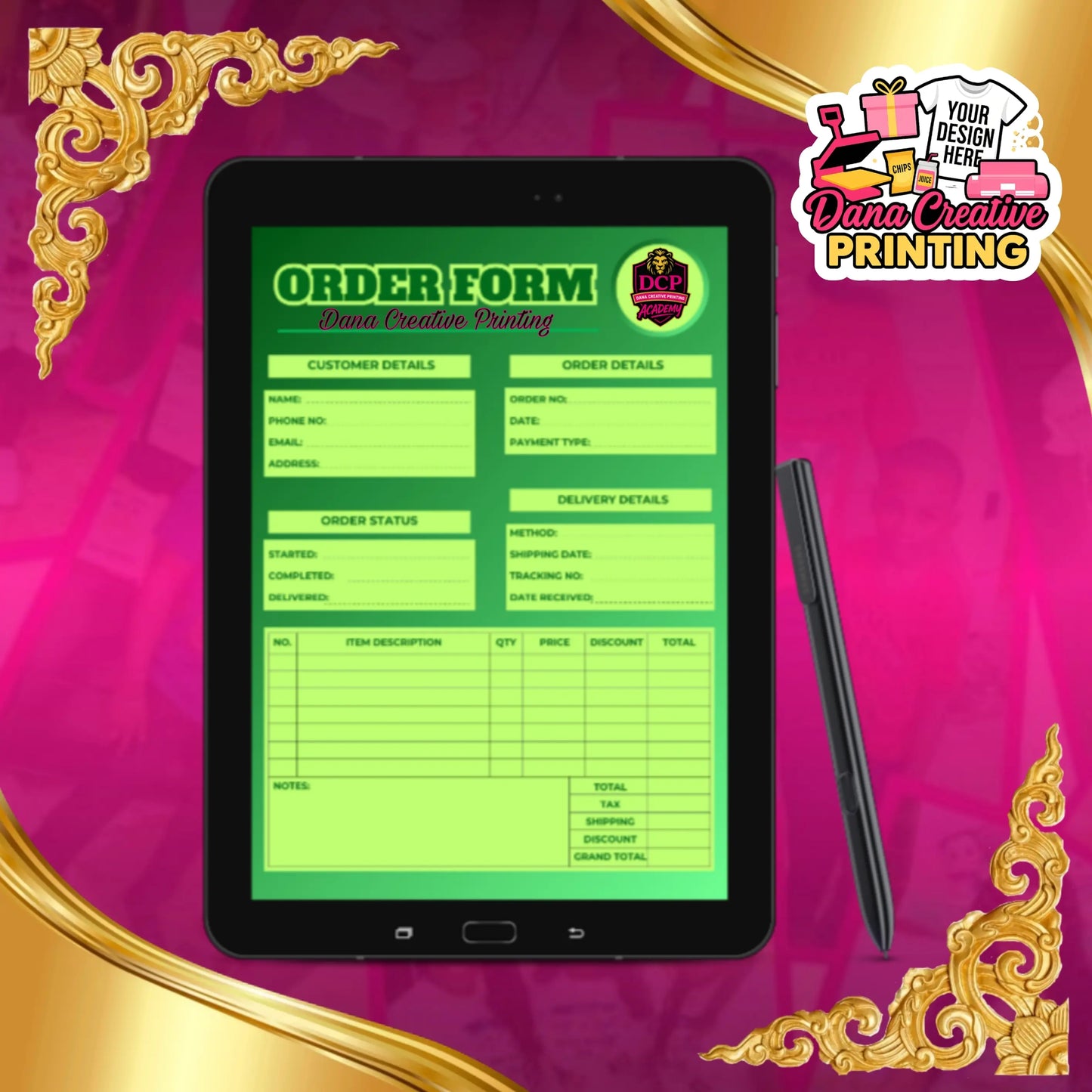 Custom order form template – printable PDF for tracking small business orders and custom requests
