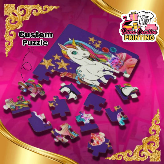 Custom photo puzzle with personalized image and name for birthday or gift