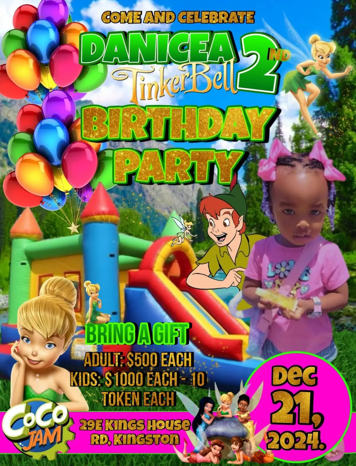 Custom birthday party poster with vibrant colors and event details