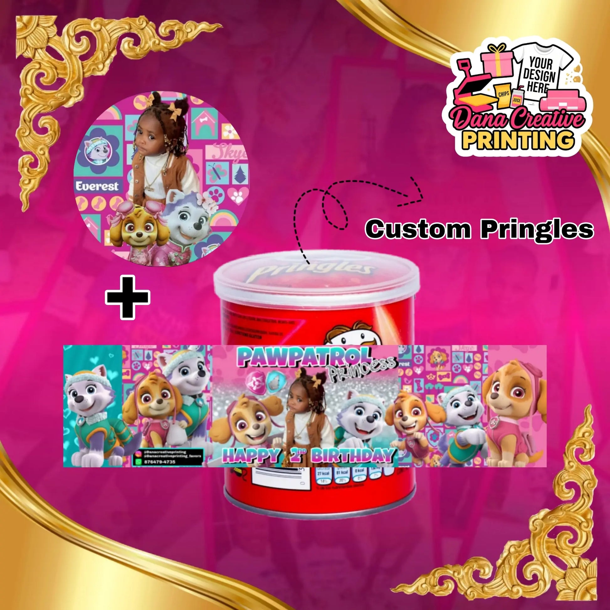  Mini Pringles can with custom birthday party label