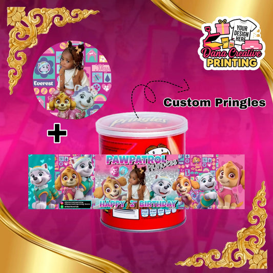  Mini Pringles can with custom birthday party label