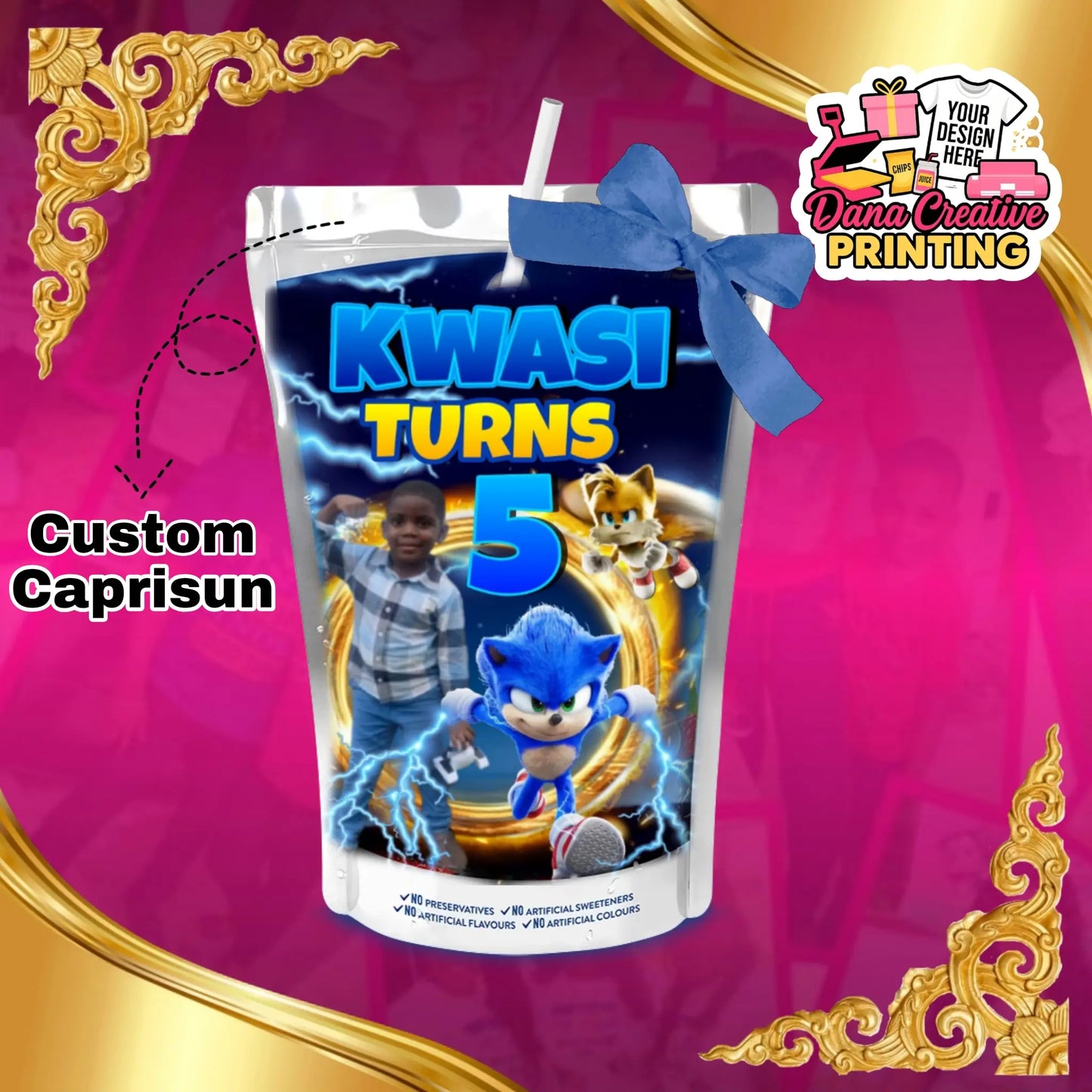 Custom Juice Bottles - 3 Caprisun | party favor by Dana Creative Hub