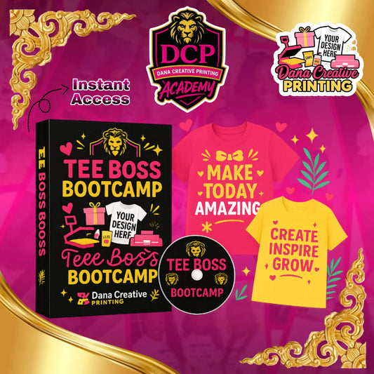Tee Boss Bootcamp – beginner-friendly video course to start a custom t-shirt business using heat press or print-on-demand