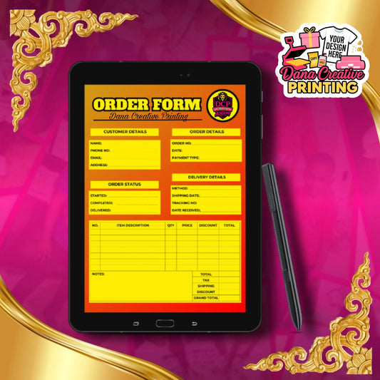 Custom order form template – printable PDF for tracking small business orders and custom requests
